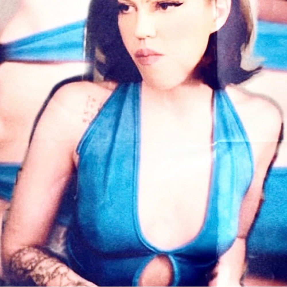 Blue halter dress